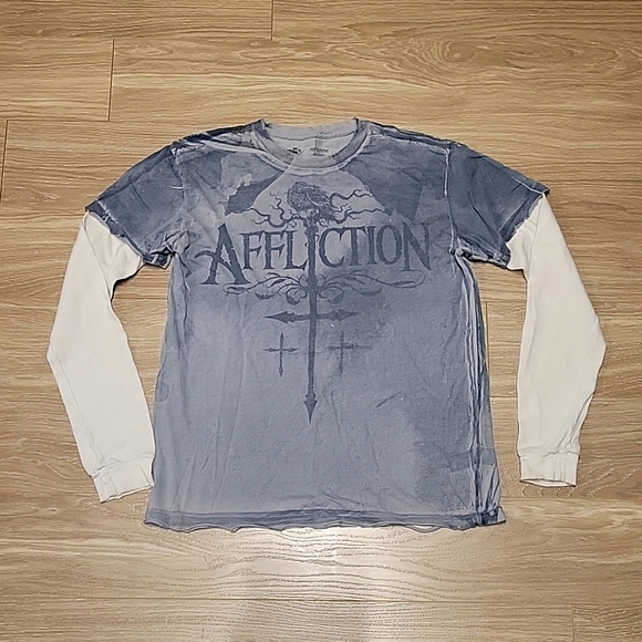 Affliction Other - VINTAGE AFFLICTION BLUE CROSS DISTRESSED LONG SLEEVE, VERY RARE!
